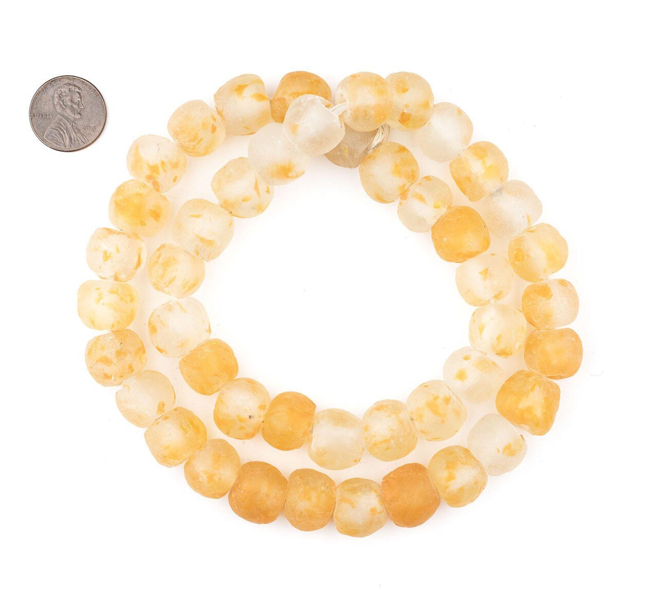 The Bead Chest Speckled Orange Recycled Glass Beads 14mm Ghana African Sea Glass Round Large Hole 22 Inch Strand Handmade Fair Trade